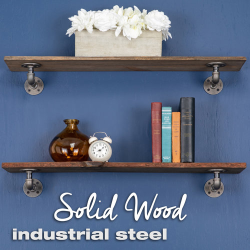 Williston Live Edge Wood Shelf With Industrial LShaped Pipe